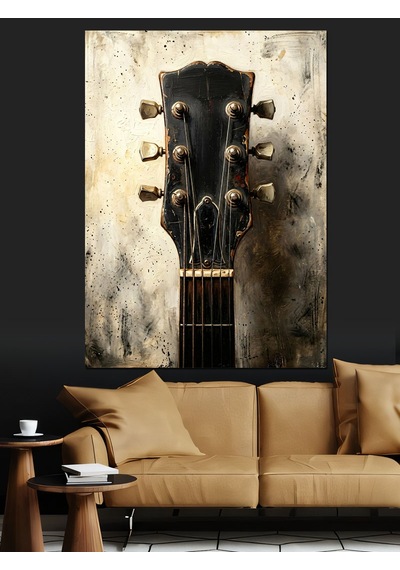 Eski Bir Gitarın Yakın Planı Dekoratif Kanvas - Mdf Ahşap Tablo