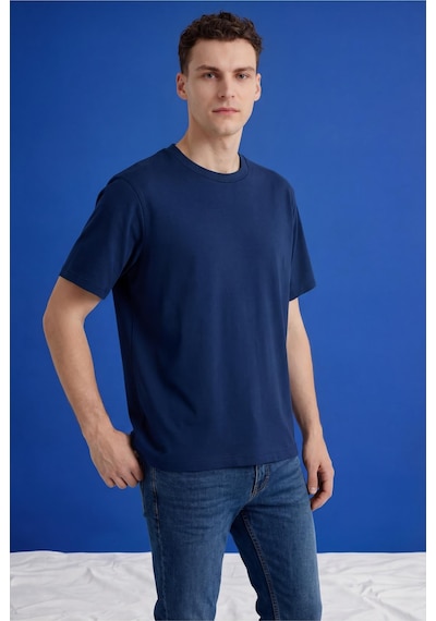 Freemen Erkek Oversize Tişört Nefes Alan Yumuşak Dokulu Terletmeyen Rahat Kalıp Basic-399 Lacivert