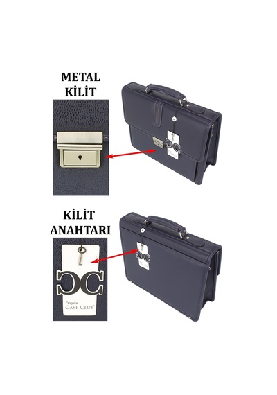 Case Club Kilit Mekanizmalı  Evrak Çantası 15,6 inç Laptop Bölmeli