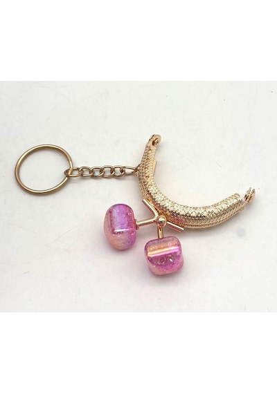 Angel Çanta Aksesuar 5 Cm Anahtarlıklı Cüzdan Klipsi Golden Renk Pembe Şeker Toplu Diğer