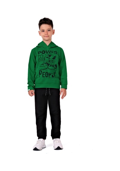 Mnk Baby & Kids Power Baskılı Kapşonlu Çocuk Eşofman Mnk0616 YESIL