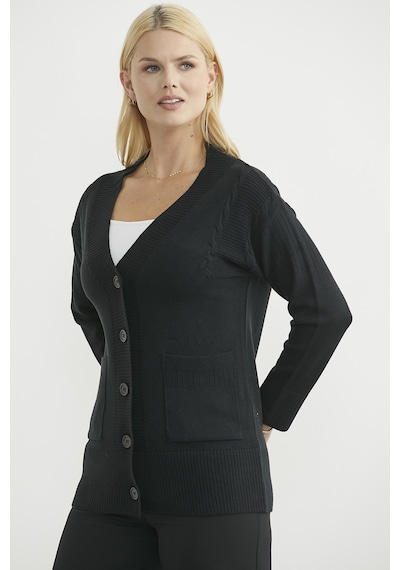 Sementa Oversize Cepli Triko Hırka - Siyah Siyah