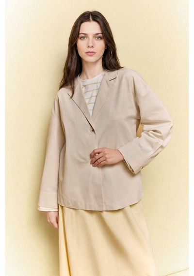 Defacto Relax Fıt Keten Karışımlı Blazer Ceket H3746ax26smer238 Ekru-er238