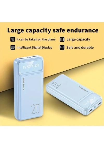 Sunshine022 Taşınabilir Şarj Cihazı 20000mah Beyaz Power Bank Çift Usb