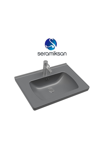 Seramiksan A142011K Saturn Etajer Uyumlu Lavabo Mat Antrasit 60 CM