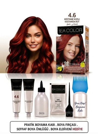 Sea Color Set Saç Boyası 4.6 Kestane Kızılı 2 Li +pratik Boya Kabı