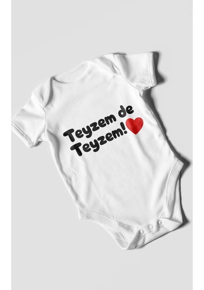Morivokids Teyzem De Teyzem Kısa Kollu Bebek Body %100 Pamuk Beyaz