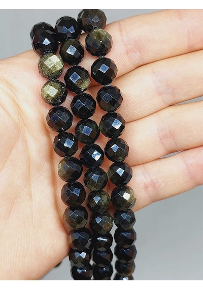 Golden Obsidyen Taşı Royal Quality Faset Kesim Dizi 10mm 52930 Çok REnkli