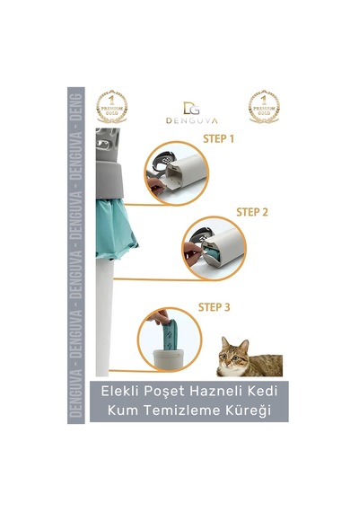 Kumtemizleme Hazneli Pratik Poşetli Hijyenik Dayanıklı Kaliteli Yeni Nesil Tasarım Kedi Kum Temizle