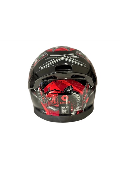 Shiro Katana Sv Samurai Kapalı Kask Kırmızı - Siyah