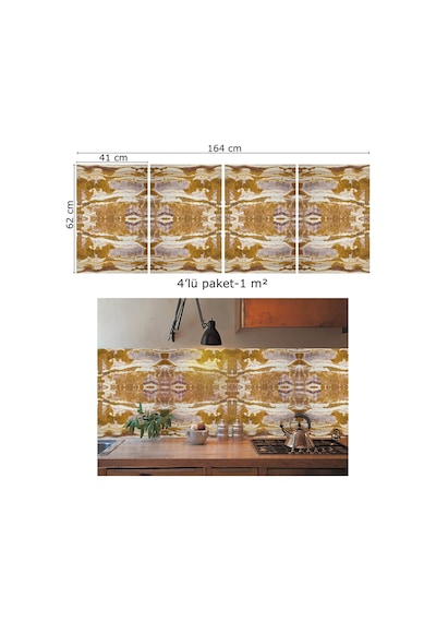 Tink Kendinden Yapışkanlı Etnik Desenli Pvc Panel 41x62 Cm