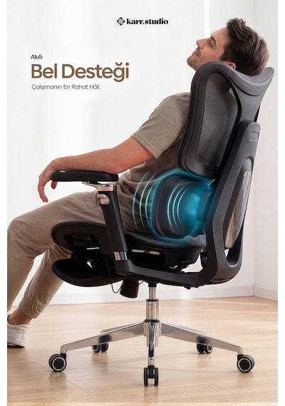 Okawa Titreşimli Masaj Destekli Ergonomik Çalışma Koltuğu - Siyah