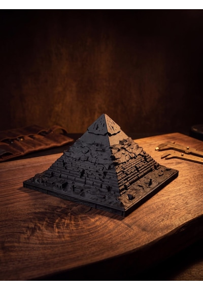 Giza Piramidi Biblosu Antik Mısır Mimari Maket Heykel Mat Siyah 15 Cm Çalışma Masası Ve Kitaplık Dekoru Tarih Ve Mimarlık Severlere Yeni İş Hediyesi 15cm
