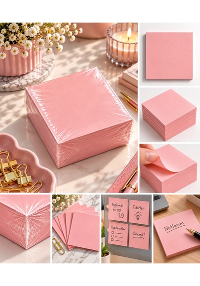 Küp Bloknot, 8x8 Cm, Yapışkansız Not Kağıdı, Pembe Renkli Not Kağıdı, Bloknot Yedek Kağıdı