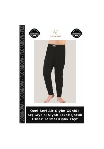 Floranova Özel Seri Alt Giyim Günlük Kış Giysisi Siyah Erkek Çocuk Esnek Termal Kışlık Tayt