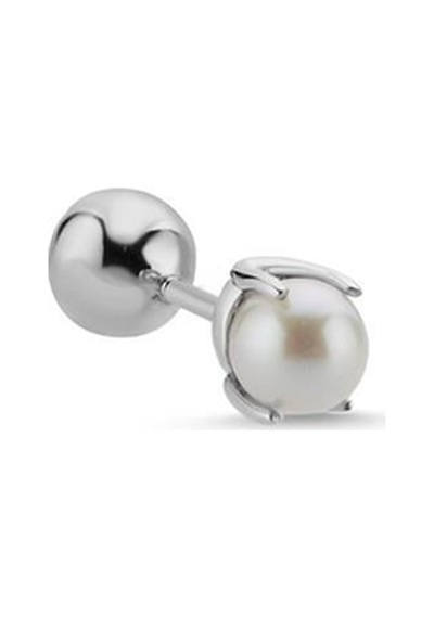 5,5 Mm Tragus Doğal İnci Çift Taraflı Top Piercing Beyaz Beyaz