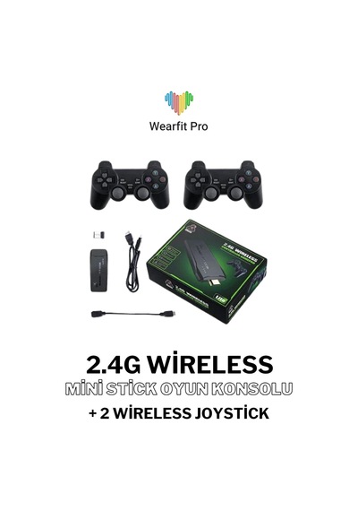 4k Hd 2.4g Retro Game Stick 90'lı Yıllar Usb Stick Wireless Atari Makinesi + 2 Wireless Joystick