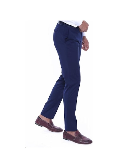 Düz Slim Fit Lacivert Erkek Kumaş Pantolon - Wessi Siyah