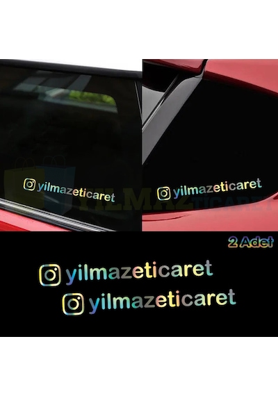 Kişiye Özel İnstagram Hologram Motosiklet Oto Sticker Etiket 2 Ad
