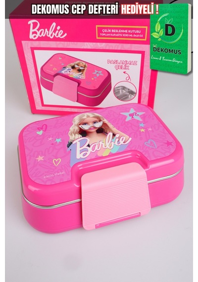 X Dekomus Lisanslı Barbie Extra Glam Collection 2 Katlı Paslanmaz Çelik Yemek Kabı "dekomus Cep Defteri Hediyeli" Altın