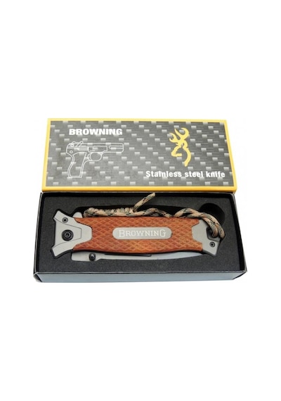 Browning Ahşap Kamp Çakı İpli Çok Renkli
