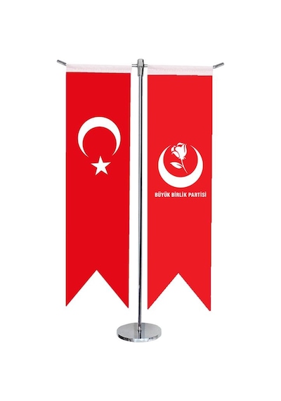 Masa Üstü Kırlangıç BBP + Türk Bayrağı + Krom T Direk Masa Bayrak
