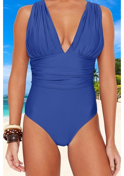 Ersefa Yüzme Kıyafeti Tasarım Mayo Ergonomik Kesim Swimsuit Uv Korumalı Saks