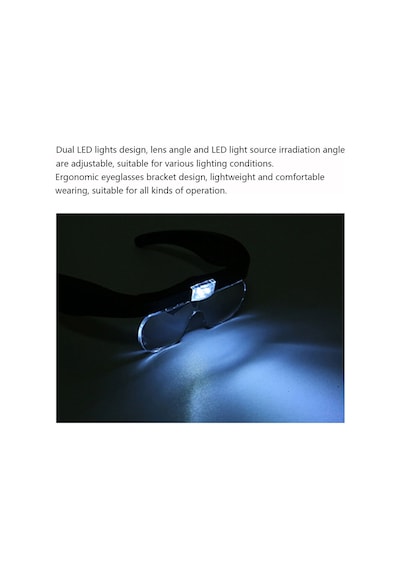 Skycity Usb Şarjlı Led Lamba Gözlük Tipi Büyüteç - 1.5x-5x 4 Farklı Lens - Tamir, Güzellik, Dikiş, Okuma İçin - Pil Dahil