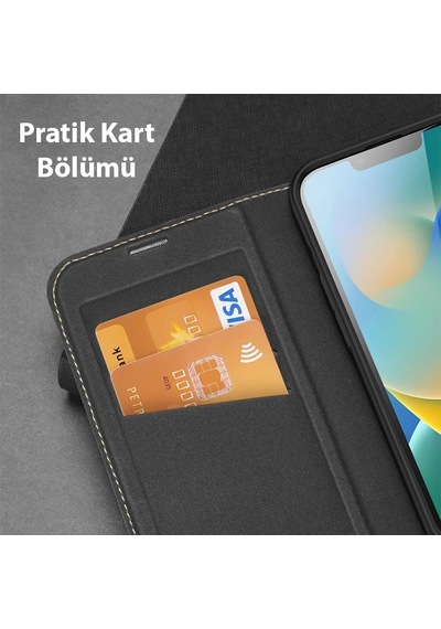 Dux Ducis Apple iPhone Uyumlu 14 Plus 6.7 Kılıf Skin X Pu Deri Manyetik Kapaklı Kılıf Magnetic Folio Case- 5775 Siyah
