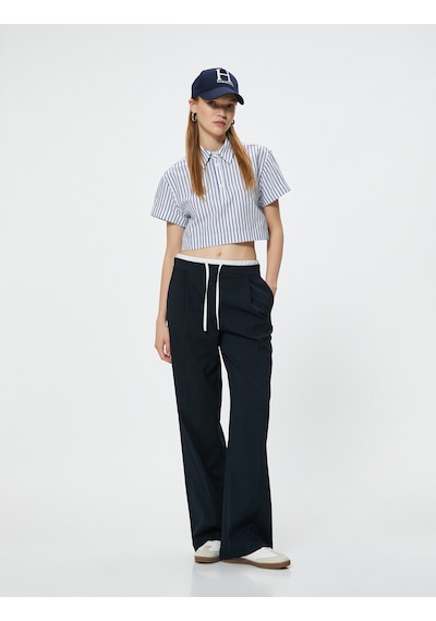 Koton Kısa Kollu Gömlek Crop Düğmeli Klasik Yaka Slim Fit Lacivert Çizgili 4sal60243ıw Lacivert Çizgili Koton Kısa Kollu Gömlek Crop Düğmeli Klasik Yaka Slim Fit Lacivert Çizgili 4sal60243ıw Lacivert Çizgili