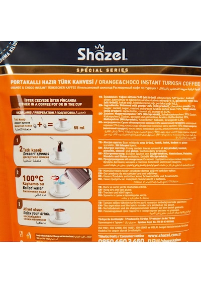 Shazel Portakallı Hazır Türk Kahvesi 100 Gr X 6 Adet Öğütülmüş