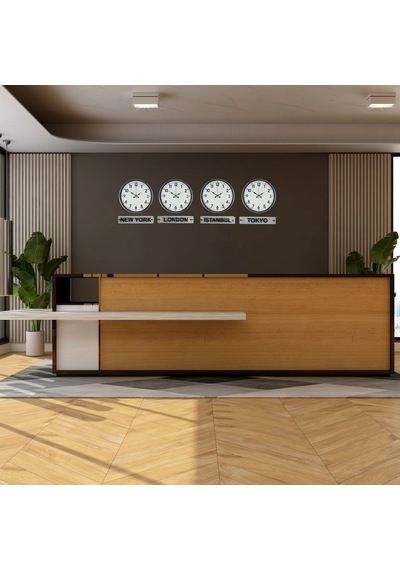 Gri Modern Seri 4 Lü 36 Cm Tabelalı Dünya Saatleri Çok Renkli