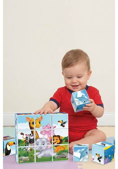 Eğitici Resimli Küpler 9 Parça Bebek Puzzle 6 Farklı Görsel 1 Yaş Ve Üzeri Zeka Geliştirici