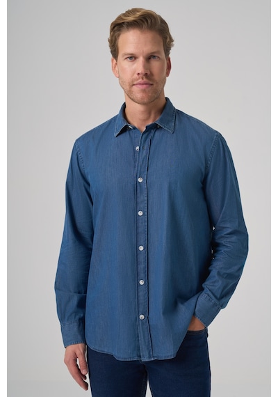 Morven Erkek İndigo Trend Dynamic Fit Denim Gömlek 26ms004001308 İndigo