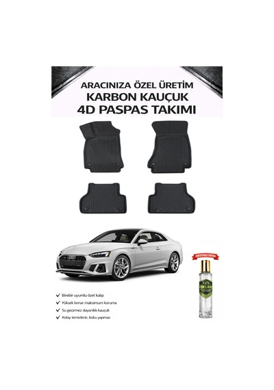 Audi A5 2018 Model Aracınıza Özel Karbon Kauçuk Paspas Takımı
