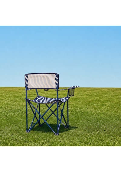 Living Zebra Desen Kamp Sandalyesi - Lacivert - 50x50x78 Cm Çok Renkli