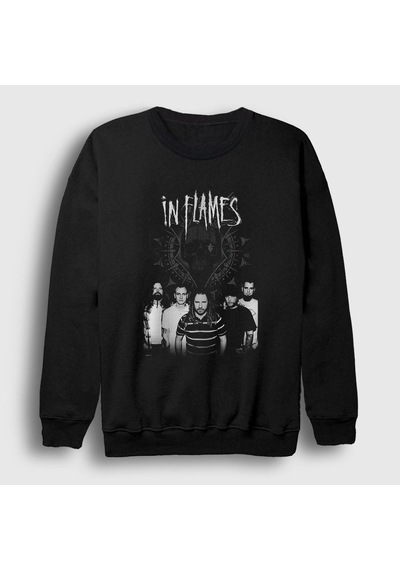 Presmono Unisex Band In Flames Sweatshirt Siyah