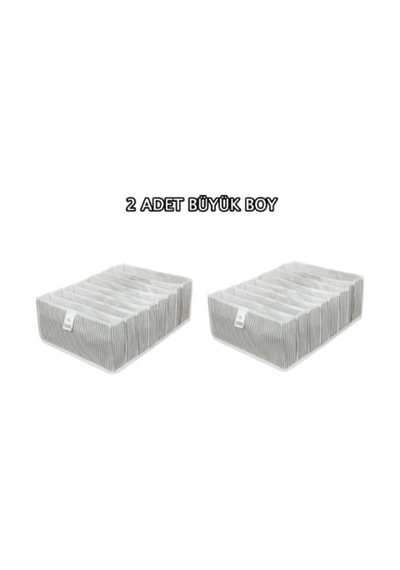 2 Adet 8 Gözlü Akordiyon Organizer Large Kumaş Gri Diğer