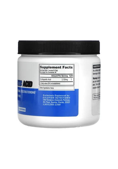 Evl Nutrition, D-aspartic Acid, Daaunflavored, 3.3 Oz 94 G