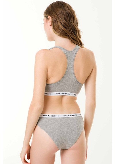 Parlingerie Sporcu Büstiyer Takım Gri