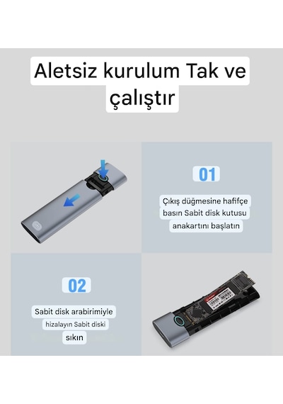 Godo M.2 Nvme Muhafaza Kutusu Ce Lisanslı 2280/2260/2242/2230/ 10gbps Usb 3.2 Yüksek Hızlı Son Nesil Teknoloji Metal Sağlam