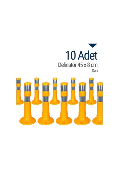 İleri Trafik Delinatör 45  x  8 CM Sarı 10 Adet Esnek Duba