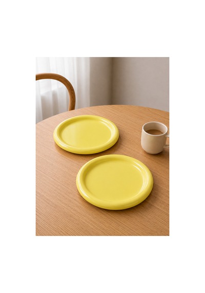 Seramik Sarı Donut Kahvaltı Pasta Yemek Ve Tatlı Servis Sunum Tabak 25 Cm Sarı - 913933857 Sarı