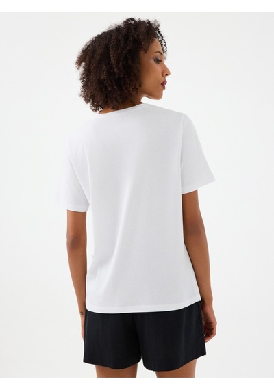 Kadın Regular Fit T-shirt Lf2039132 Whıte Beyaz