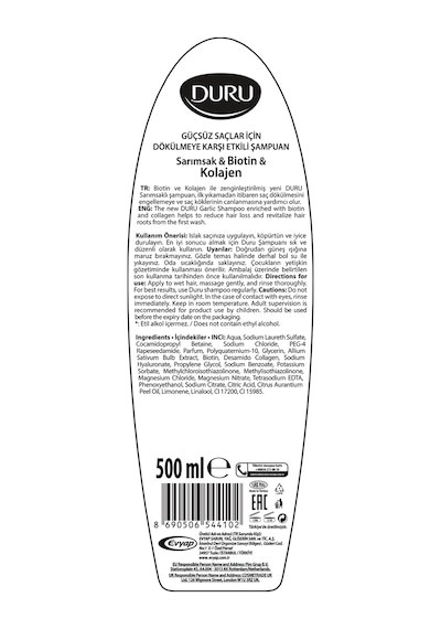 Sarımsak&biotin&kolajen Dökülmeye Karşı Etkili Şampuan 3x500 Ml Tüm Saç Tipleri Sarımsak&biotin&kolajen Dökülmeye Karşı Etkili Şampuan 3x500 Ml Tüm Saç Tipleri