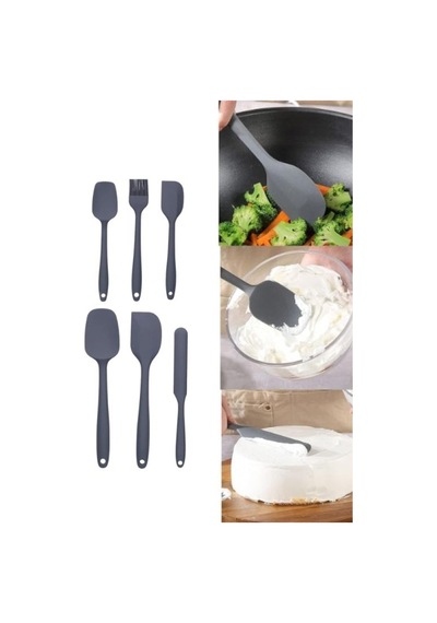Thentech Slikon Spatula Seti Slikon Spatula Ve Fırça Seti Tüm Parçalar İle Gri