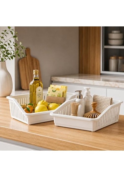 Tr Çok Amaçlı Düzenleyici Organizer Sepet, 4,85 Litre Beyaz Plastik Saklama Kutusu, Buzdolabı İçi, Lavabo Altı, Diğer