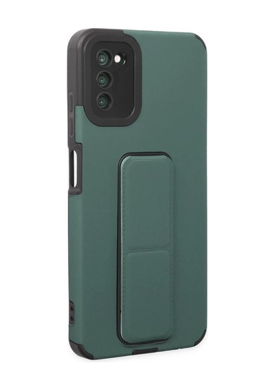 Samsung Uyumlu Galaxy A03s Uyumlu Kılıf Mega Standlı Silikon - Yeşil