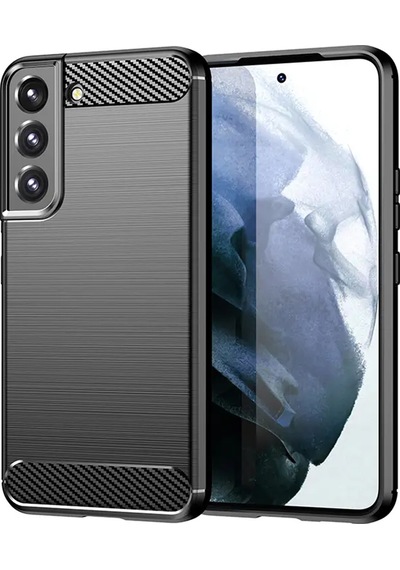 Samsung Galaxy Uyumlu S23 Brushed Carbon FiberSilikon Kılıf-Siyah AL3332