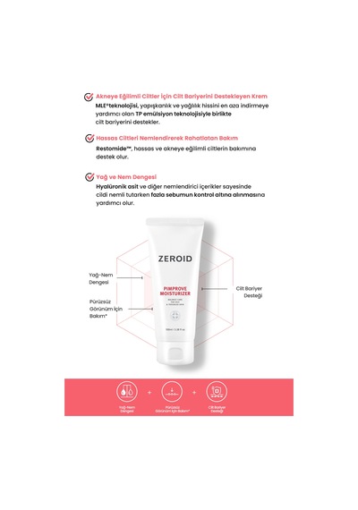 Akneye Eğilimli Ciltler İçin Yağ-nem Dengesi Sunan Jel Krem Zeroıd Pimprove Moisturizer